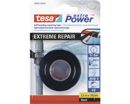 Reparationstejp TESA Extreme Repair silikon svart 19mm 2,5m