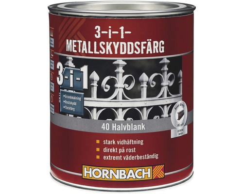 Metallskyddslack HORNBACH 3i1 40 halvblank 750ml