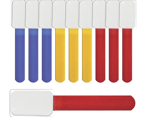 Kabelband för märkning blå gul röd 10 st