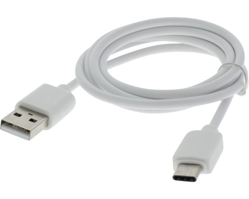 Laddnings- + datakabel USB/USB-C 100 cm vit