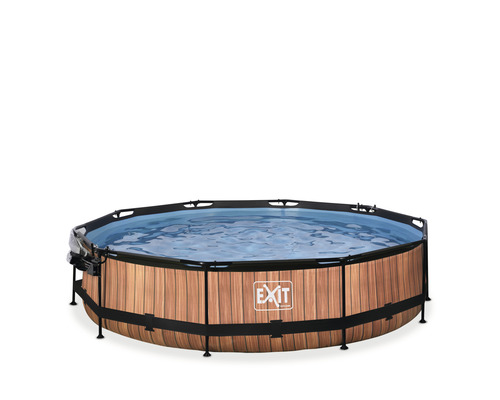 Pool EXIT WoodPool Ø360x76cm inkl. filterpump & tak träutseende
