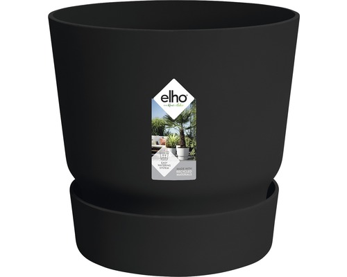 Blomkruka ELHO Greenville plast Ø40x36cm svart inkl. krukfat