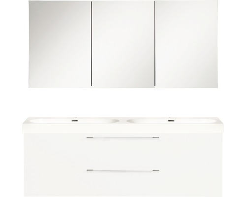 Badrumsmöbelset SOMERO 120cm vit högblank inkl. spegelskåp-0