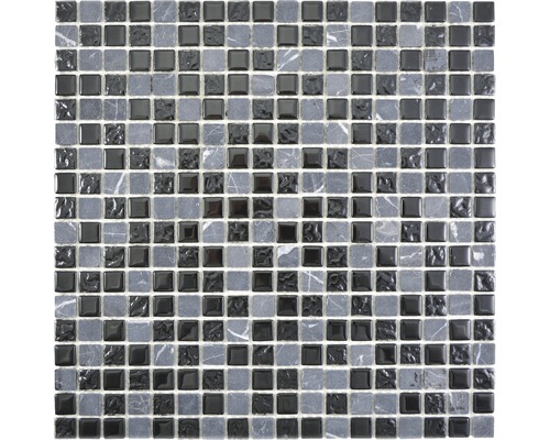 Mosaik glas natursten CM M465 grå svart 30 x 30 cm-0