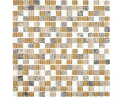 Mosaik glas natursten CM M435 beige brun 30 x 30 cm-0