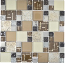 Mosaik glas XCM MC539 silver beige brun 29,8 x 29,8 cm-thumb-0