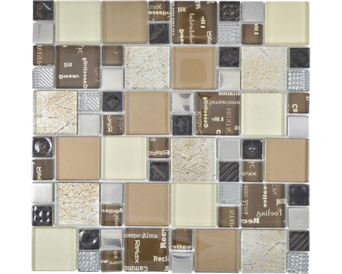Mosaik glas XCM MC539 silver beige brun 29,8 x 29,8 cm-0