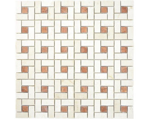 Mosaik natursten beige/röd polerad-0