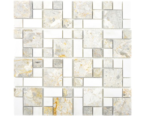 Mosaik XNM MC719 sten 30,5x30,5 cm grå vit-0