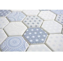Mosaik glas Hexagon emily HX45 blå matt 32,4x28 cm-thumb-1