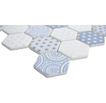 Mosaik glas Hexagon emily HX45 blå matt 32,4x28 cm-thumb-2