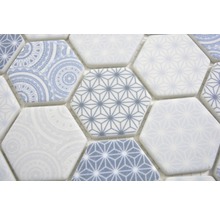 Mosaik glas Hexagon emily HX45 blå matt 32,4x28 cm-thumb-3