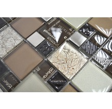 Mosaik glas XCM MC539 silver beige brun 29,8 x 29,8 cm-thumb-3