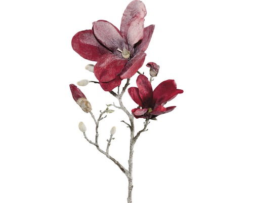 Konstgjord blomma magnolia frostad 63cm röd