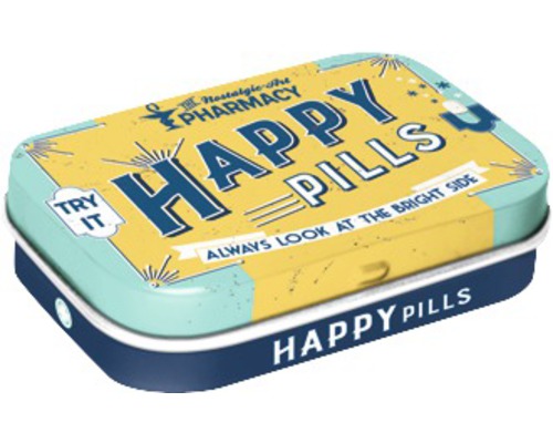Plåtask NOSTALGIC ART Mintpastiller Happy Pills-0