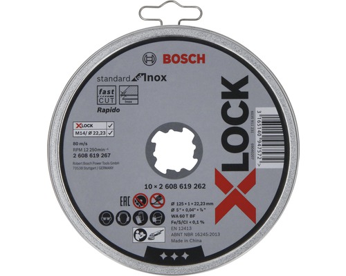 Kapskiva BOSCH Standard för Inox Ø 125x22,23x1mm X-LOCK-fäste 10 st