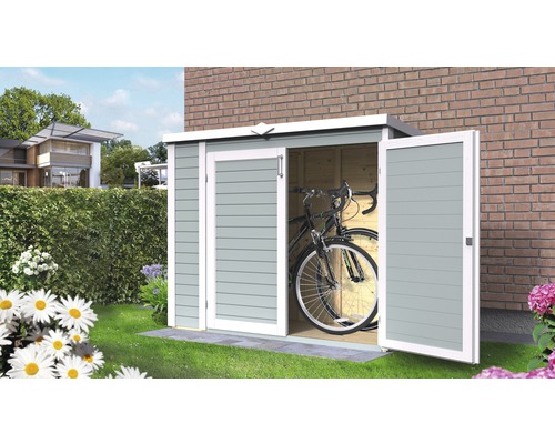 Trädgårdsskjul/Cykelgarage/Soptunneskydd BERTILO Multi-Box 3 200x82x163cm ljusgrå