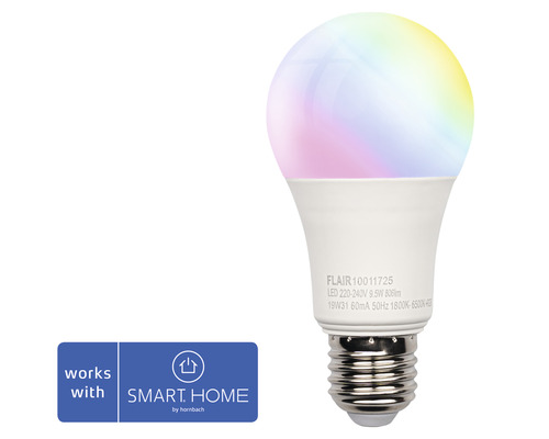 Ljuskälla FLAIR ViYu LED A60 E27 9.5W(60W) 806lm 1800-6500K RGBW flerfärgad - kompatibel med SMART HOME by hornbach