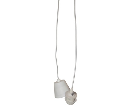 Lamphållare COTTEX E27 med lampsladd i textil vit-0