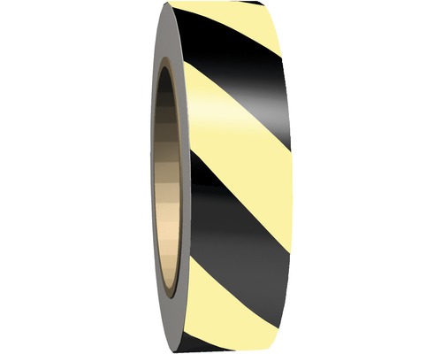 Efterlysande Stripes SYSTEMTEXT självhäftande GlowLite™ 40mmx10m gul/svart