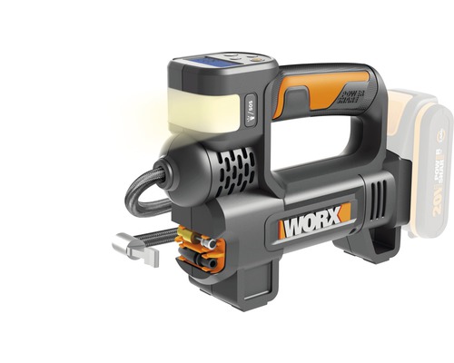 Kompressor & arbetslampa WORX 20V utan batteri och laddare WX092.9-0