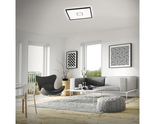 Plafond BRILONER Free LED ultraplatt 22W 3000lm 4000K 29x420x420mm med bakgrundsbelysningseffekt vit svart-0