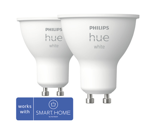 Reflektorlampa PHILIPS Hue White 2x5,2W dimbar vit 2 styck - kompatibel med SMART HOME by hornbach