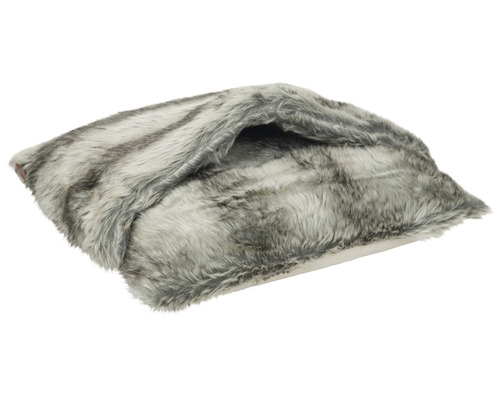 Kattbädd KARLIE sovsäck päls grå 50x50cm