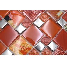 Mosaik glas XCM MC579 silver röd 29,8 x 29,8 cm-thumb-3