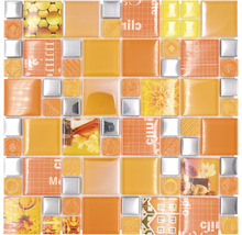 Mosaik glas XCM MC569 silver orange 29,8 x 29,8 cm-thumb-0