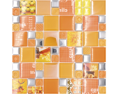 Mosaik glas XCM MC569 silver orange 29,8 x 29,8 cm-0