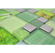 Mosaik glas XCM MC559 silver grön 29,8 x 29,8 cm-thumb-3
