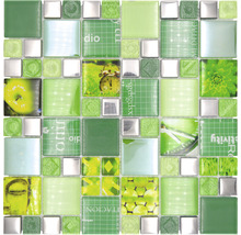 Mosaik glas XCM MC559 silver grön 29,8 x 29,8 cm-thumb-0