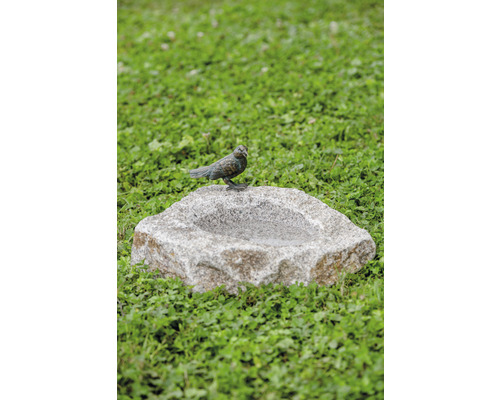 Fågelbad PATRIC ROTTENECKER granit med bronsfågel 35x30x10cm