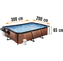 Pool EXIT WoodPool 300x200x65cm inkl. filterpump & tak träutseende-thumb-0