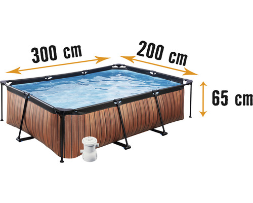 Pool EXIT WoodPool 300x200x65cm inkl. filterpump träutseende