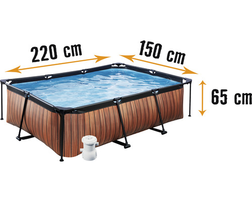 Pool EXIT WoodPool 220x150x65cm inkl. filterpump träutseende