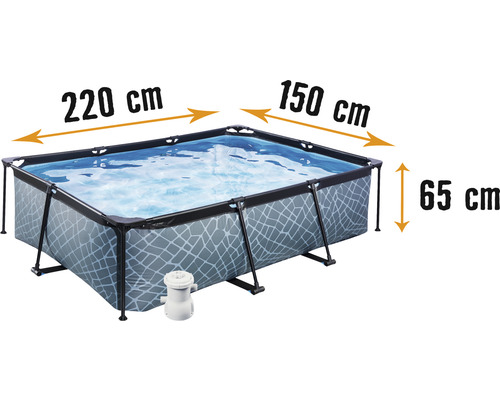 Pool EXIT StonePool 220x150x65cm inkl. filterpump stenutseende