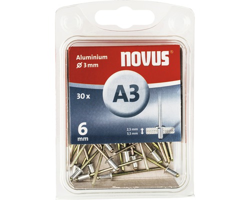 Blindnit NOVUS Ø 3x6mm aluminium 30-pack