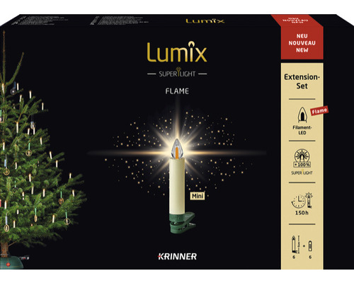 Julgransljus KRINNER utbyggnadsset Lumix Superlight Flame 6 varmvita ljus