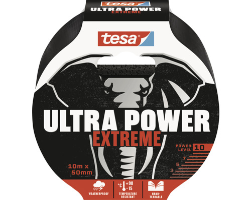 tesa Ultra Power Extreme Reparaturband Gewebeband schwarz 10 m x 50 mm