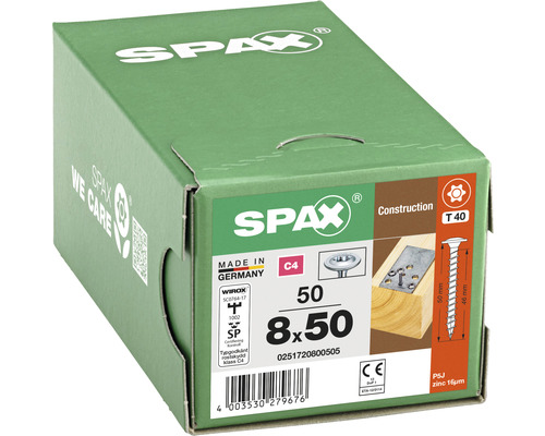 Konstruktionsskruv SPAX C4 8,0x50 T30 50-pack