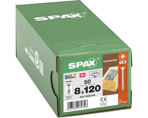 Konstruktionsskruv SPAX C4 8,0x120 T30 50-pack