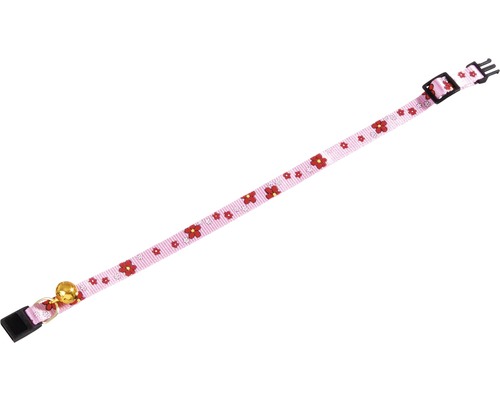 Katthalsband KARLIE rosa med blommor 1x30cm