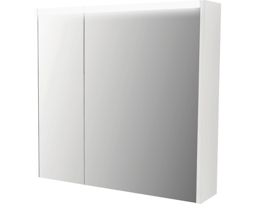 Spegelskåp BADEN HAUS Nizza 70.0 x 15.0 x 67.0 cm vit högglans 2 dörrar LED IP 44 (beröringsskyddat och striltätt)