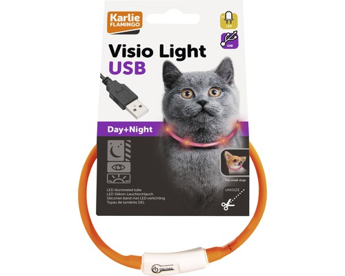 Katthalsband KARLIE Visio Light LED 1x15-35cm orange